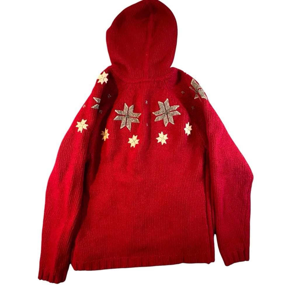 Eddie Bauer Collections Holiday'08 Wool Snowflake Hooded Cardigan Sweater‎ XXL - Picture 2 of 13